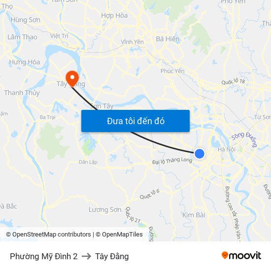 Phường Mỹ Đình 2 to Tây Đằng map