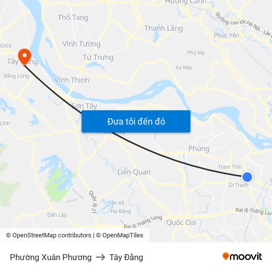 Phường Xuân Phương to Tây Đằng map