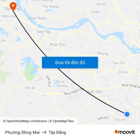 Phường Đồng Mai to Tây Đằng map