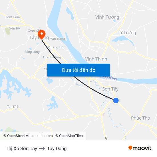 Thị Xã Sơn Tây to Tây Đằng map