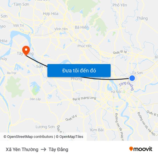 Xã Yên Thường to Tây Đằng map