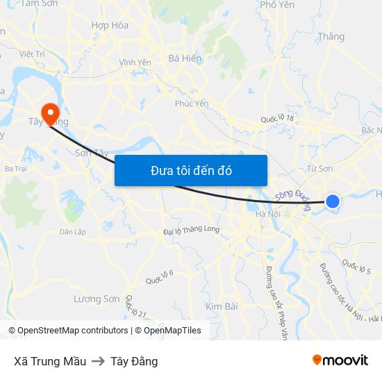 Xã Trung Mầu to Tây Đằng map