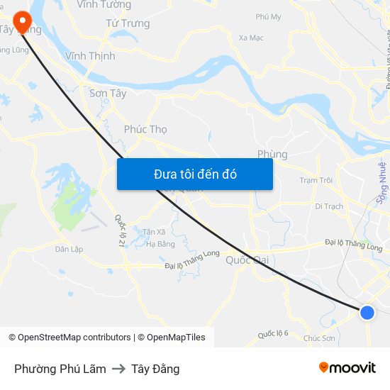 Phường Phú Lãm to Tây Đằng map