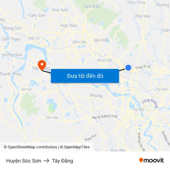 Huyện Sóc Sơn to Tây Đằng map