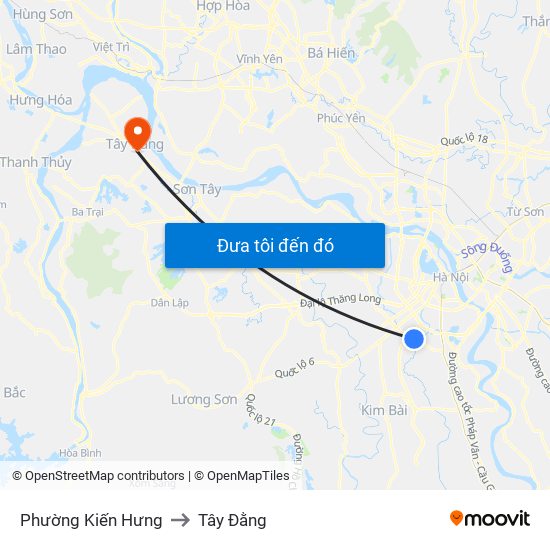 Phường Kiến Hưng to Tây Đằng map