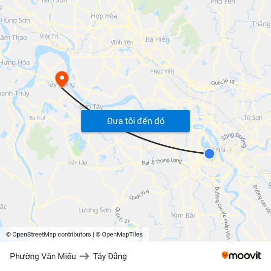 Phường Văn Miếu to Tây Đằng map