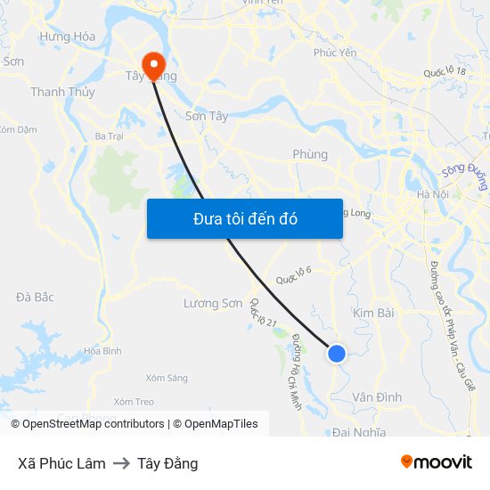 Xã Phúc Lâm to Tây Đằng map