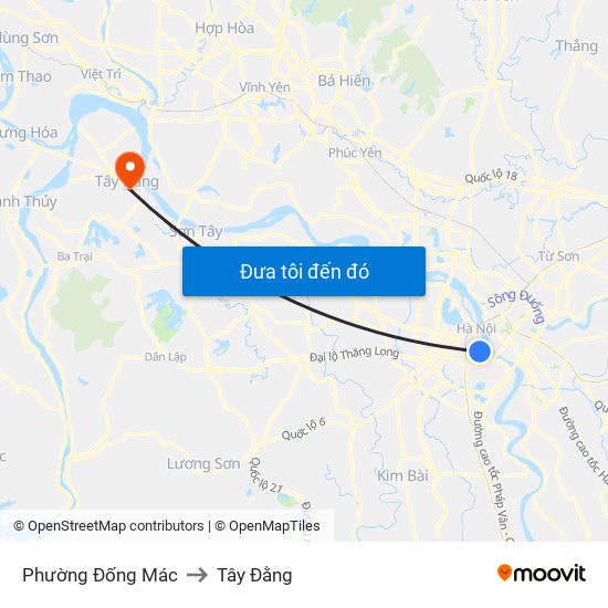 Phường Đống Mác to Tây Đằng map