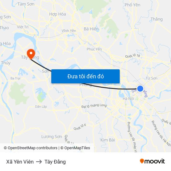 Xã Yên Viên to Tây Đằng map