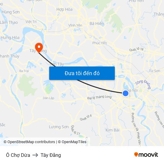 Ô Chợ Dừa to Tây Đằng map