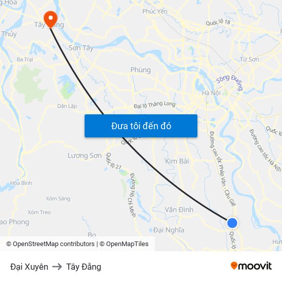 Đại Xuyên to Tây Đằng map