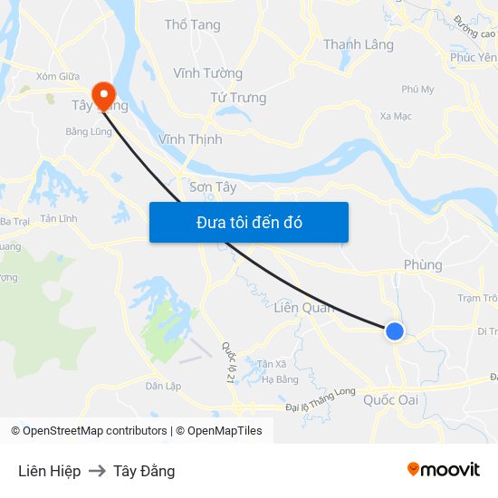 Liên Hiệp to Tây Đằng map