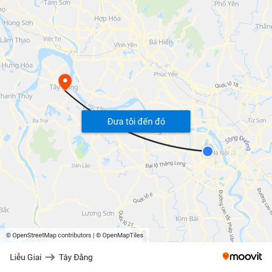 Liễu Giai to Tây Đằng map