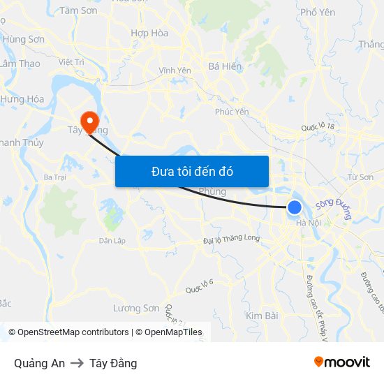 Quảng An to Tây Đằng map