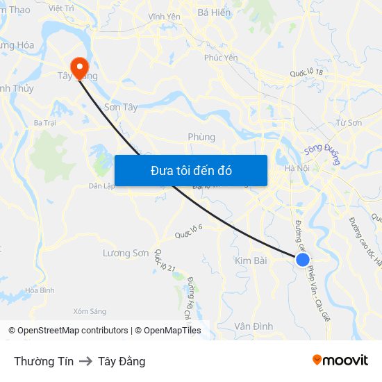 Thường Tín to Tây Đằng map