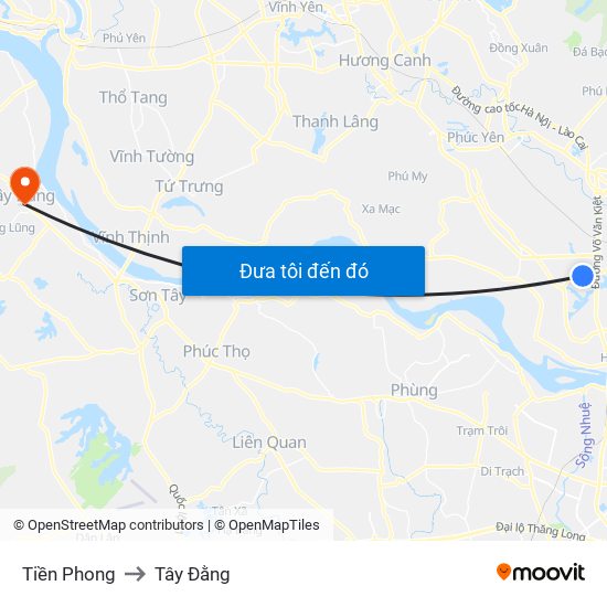 Tiền Phong to Tây Đằng map