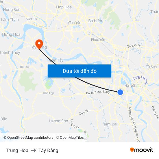 Trung Hòa to Tây Đằng map