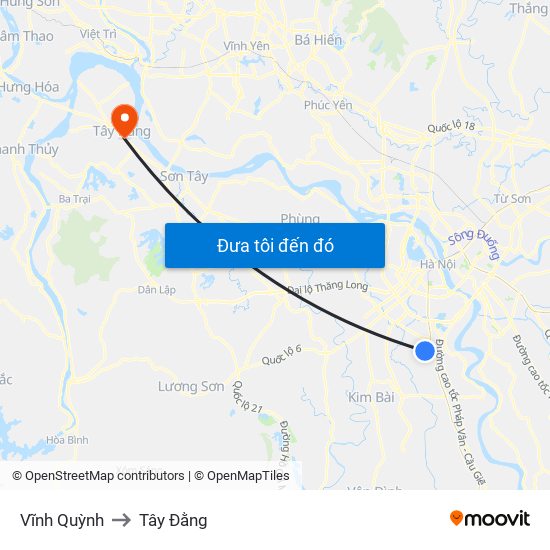 Vĩnh Quỳnh to Tây Đằng map