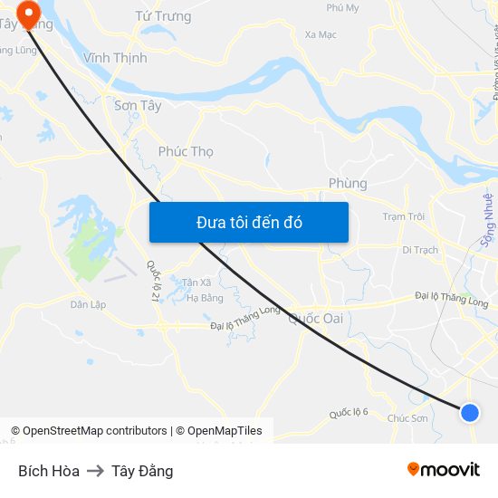 Bích Hòa to Tây Đằng map