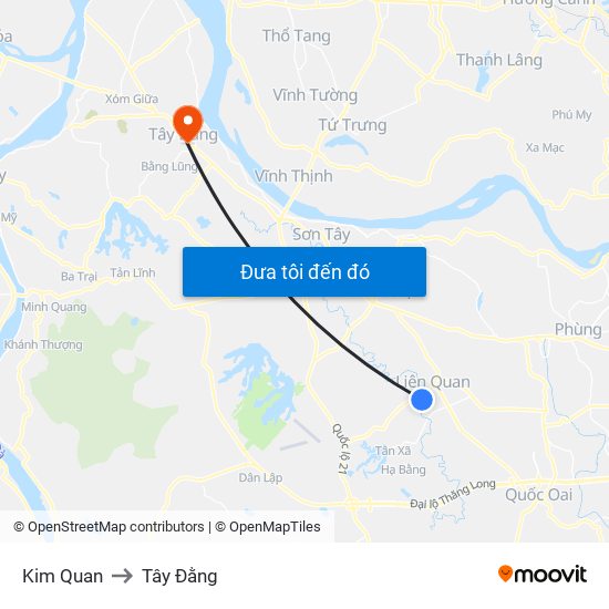 Kim Quan to Tây Đằng map