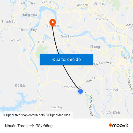 Nhuận Trạch to Tây Đằng map