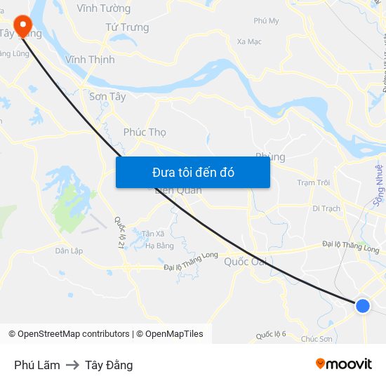 Phú Lãm to Tây Đằng map