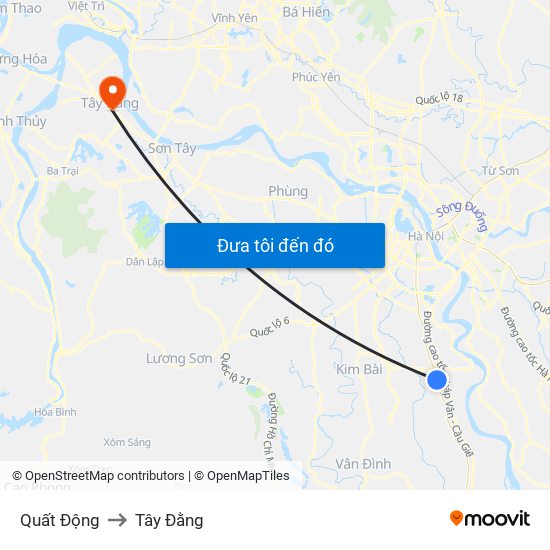 Quất Động to Tây Đằng map