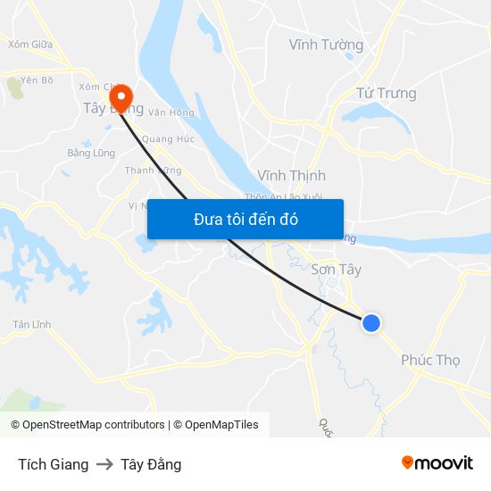 Tích Giang to Tây Đằng map