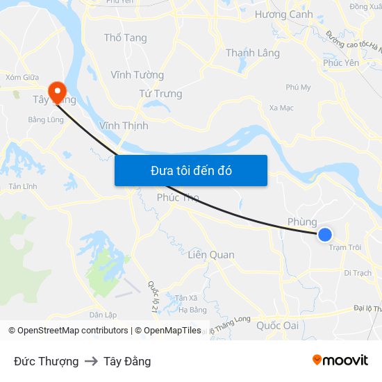 Đức Thượng to Tây Đằng map