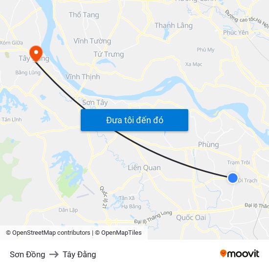 Sơn Đồng to Tây Đằng map