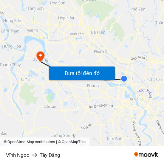 Vĩnh Ngọc to Tây Đằng map