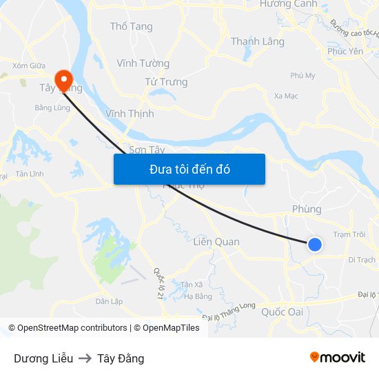 Dương Liễu to Tây Đằng map