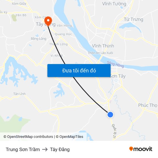 Trung Sơn Trầm to Tây Đằng map