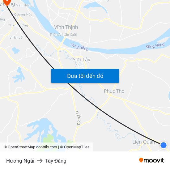 Hương Ngải to Tây Đằng map