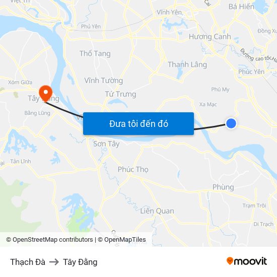 Thạch Đà to Tây Đằng map