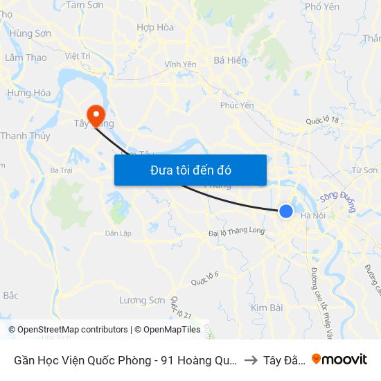 Gần Học Viện Quốc Phòng - 91 Hoàng Quốc Việt to Tây Đằng map