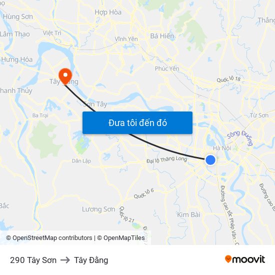 290 Tây Sơn to Tây Đằng map