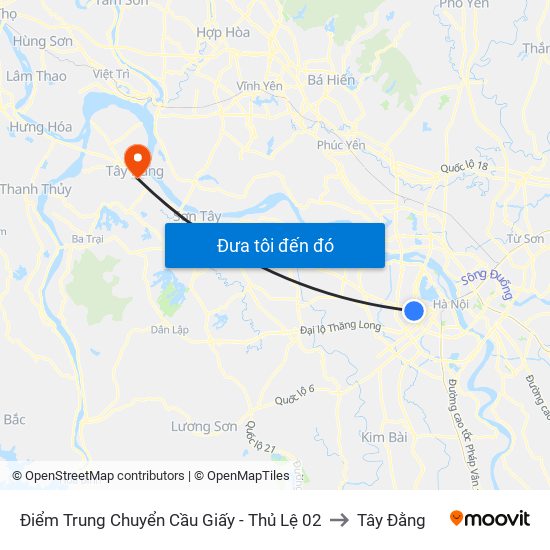 Điểm Trung Chuyển Cầu Giấy - Thủ Lệ 02 to Tây Đằng map