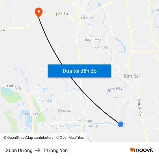 Xuân Dương to Trường Yên map