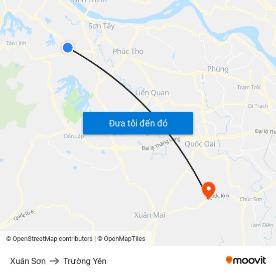 Xuân Sơn to Trường Yên map