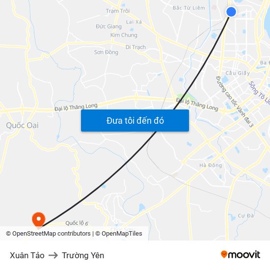 Xuân Tảo to Trường Yên map