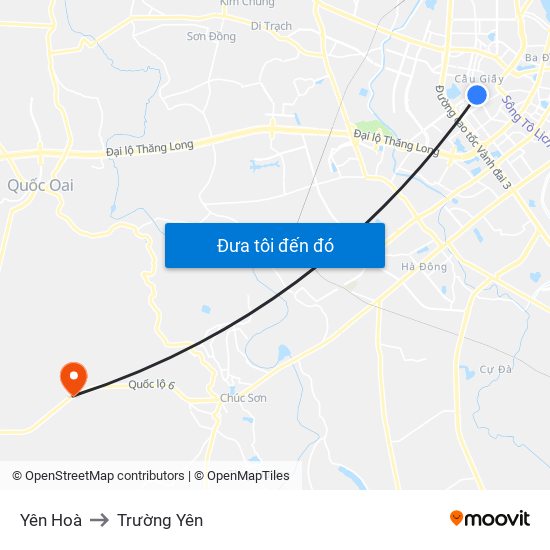 Yên Hoà to Trường Yên map