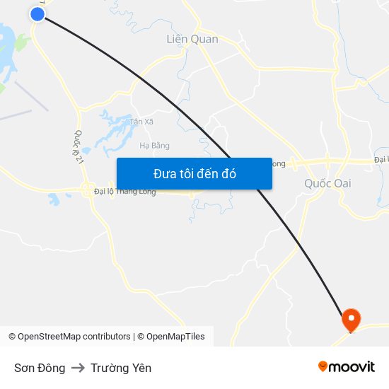 Sơn Đông to Trường Yên map