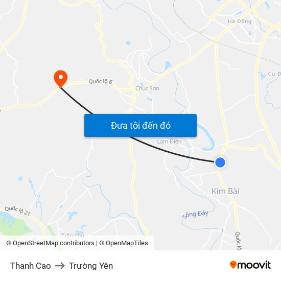Thanh Cao to Trường Yên map
