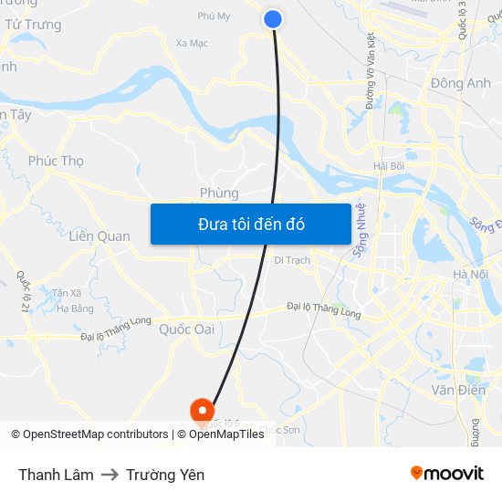 Thanh Lâm to Trường Yên map