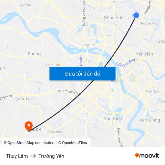 Thuỵ Lâm to Trường Yên map