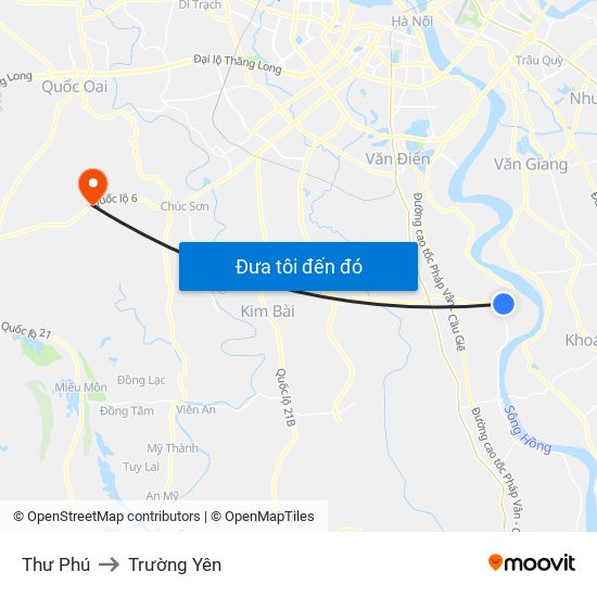 Thư Phú to Trường Yên map