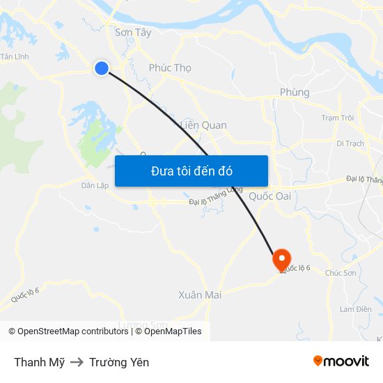 Thanh Mỹ to Trường Yên map