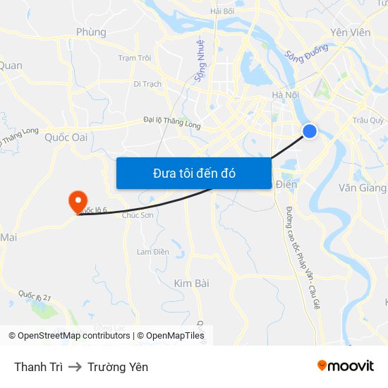 Thanh Trì to Trường Yên map