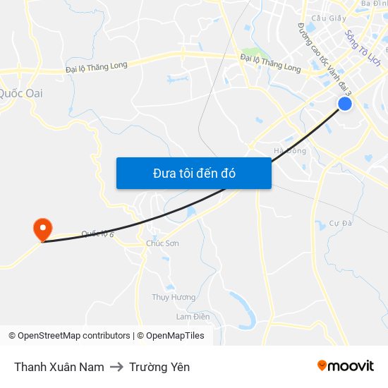 Thanh Xuân Nam to Trường Yên map